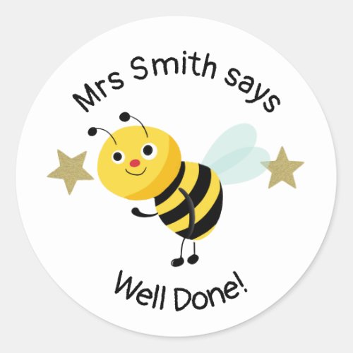 Teacher well done classic round sticker