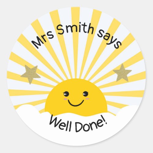 Teacher well done classic round sticker