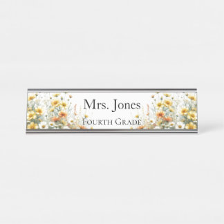 Teacher Wild Flower Personalized Desk Name Plate