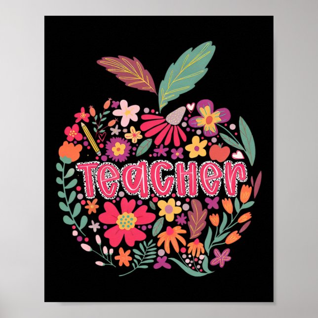 Teacher Wildflower Happy First Day Of School Back  Poster (Front)