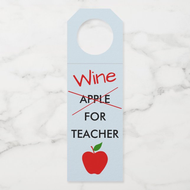 Teacher Wine Bottle Hanger Gift Tag Label (Front)