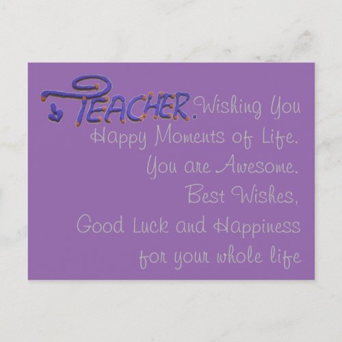 Teacher Wishing You Happy Moments Postcard