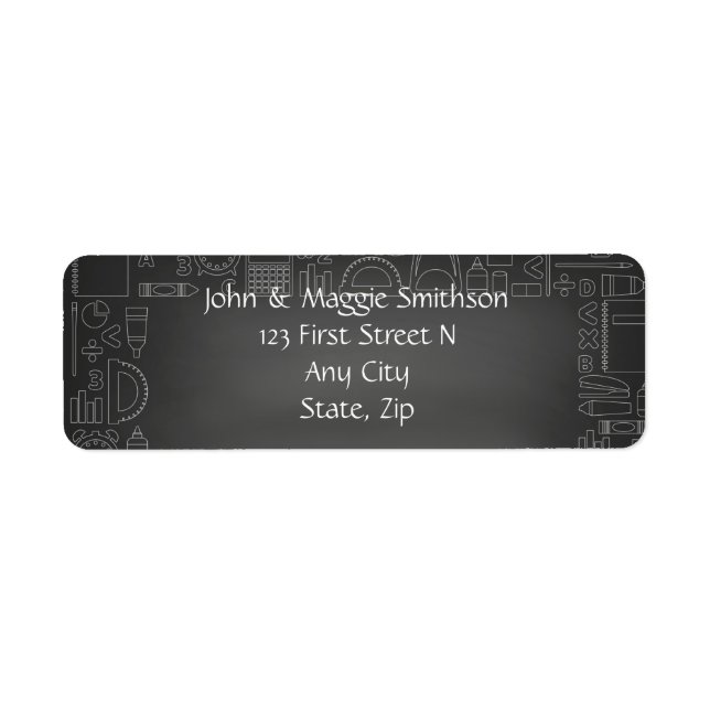 Teacher with Blackboard Graphic Art Background Label (Front)
