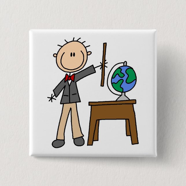 Teacher With Globe Button (Front)