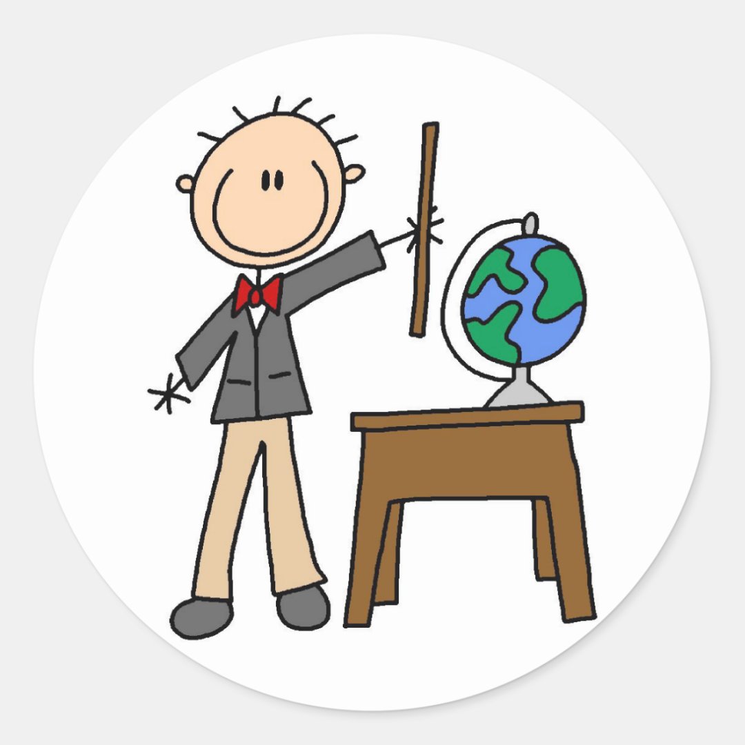 Teacher With Globe Classic Round Sticker | Zazzle