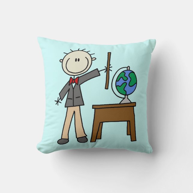Teacher With Globe Throw Pillow (Front)