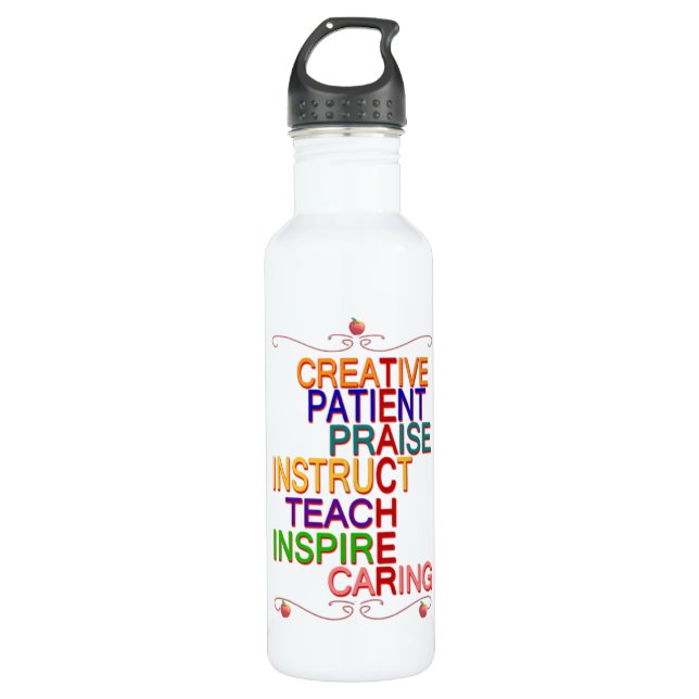 Teacher Word Cloud Bottl school picture Water Bottle (Front)
