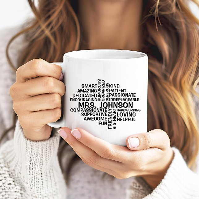 Teacher Word Cloud Name and Traits Coffee Mug (Creator Uploaded)