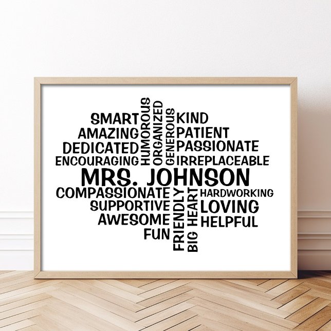 Teacher Word Cloud Name and Traits Poster (Creator Uploaded)