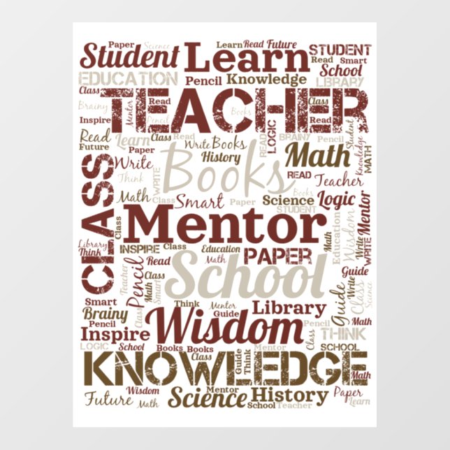 Teacher Word Cloud Wall Decal (Front)