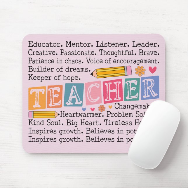 Teacher Words Mouse Pad (With Mouse)