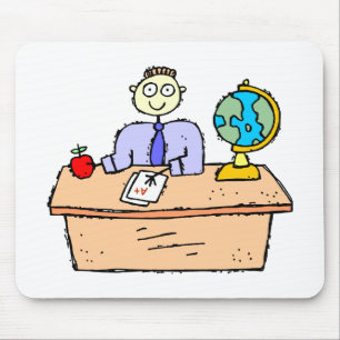 Teacher Working Classroom Teacher's Desk Mouse Pad