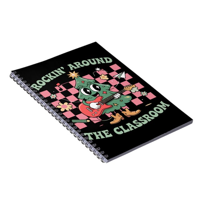  Teacher Xmas Rockin' Around The Classroom Groovy Notebook (Right Side)