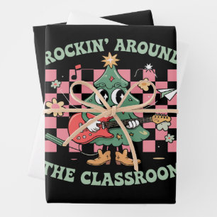  Teacher Xmas Rockin' Around The Classroom Groovy Wrapping Paper Sheets