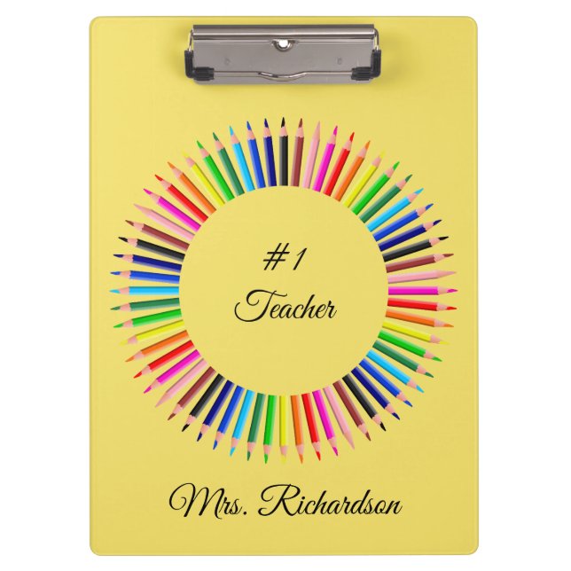 Teacher Yellow Personalized Clipboard (Front)