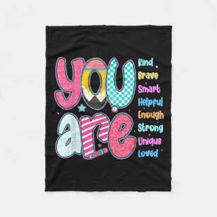 Teacher You Are Smart Brave Strong Kind Loved Moti Fleece Blanket