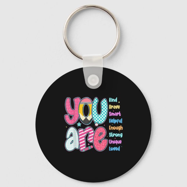 Teacher You Are Smart Brave Strong Kind Loved Moti Keychain (Front)