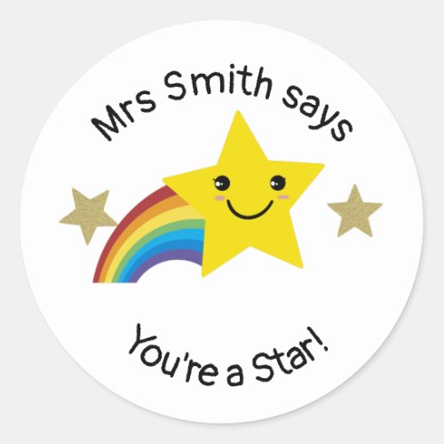 Teacher youre a star classic round sticker