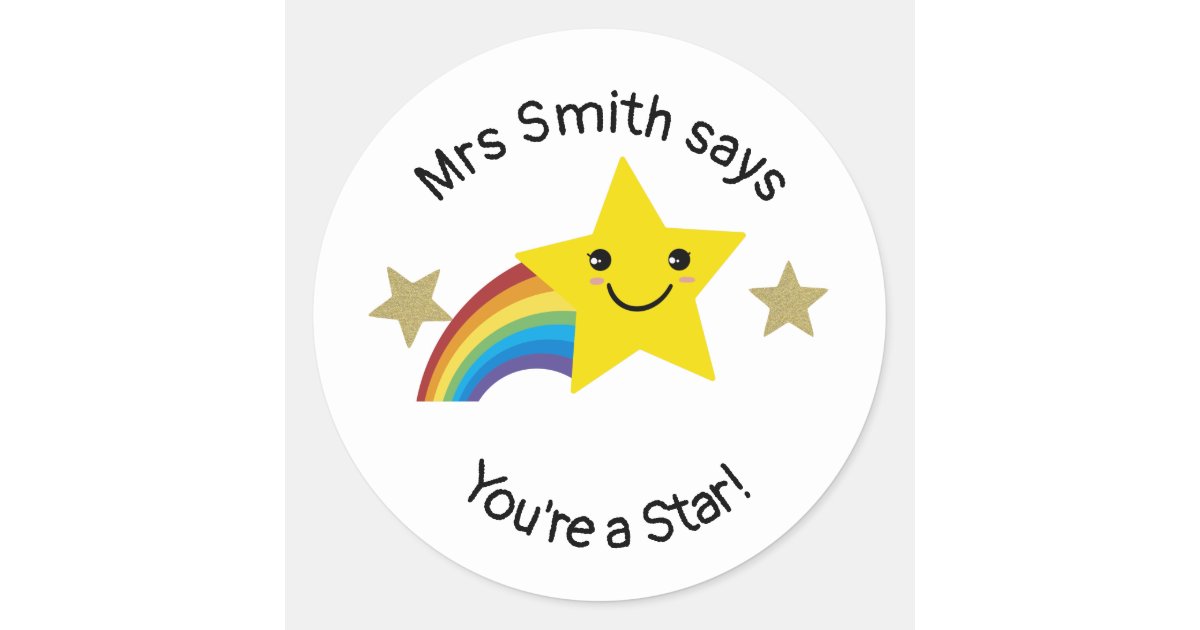 Teacher, Well Done You're A SuperStar Star Sticker