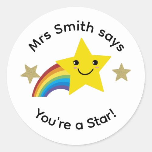 Teacher youre a star classic round sticker