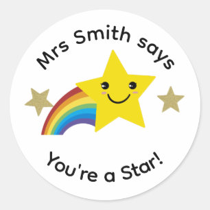 Teacher you're a star! classic round sticker