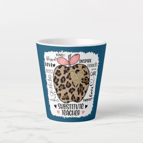 teacherlife Leopard Apple Teacher Substitute Latte Mug