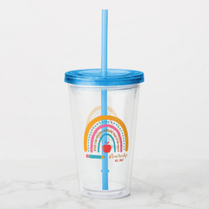 #Teacherlife Rainbow Personalized Teacher's Acrylic Tumbler