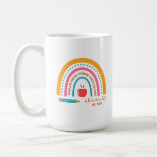 #Teacherlife Rainbow Personalized Teacher's Coffee Mug