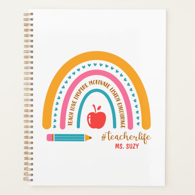 #Teacherlife Rainbow Personalized Teacher's Planner (Front)