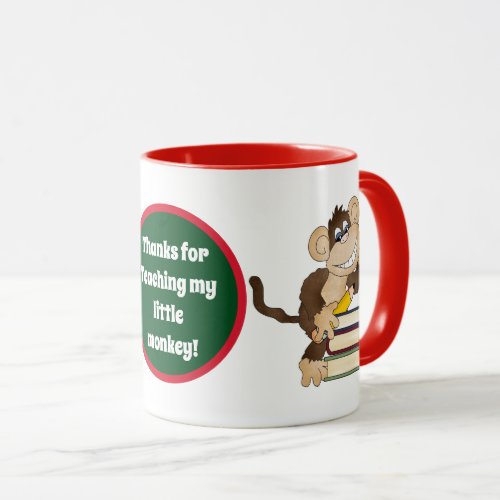 Teachers add message little monkey coffee mug