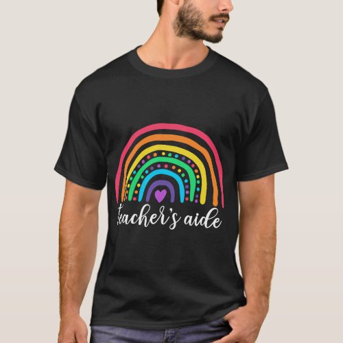 Teachers Aide Appreciation Gifts Cute Rainbow Teac T_Shirt