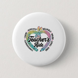 Teacher's Aide Cute Apple Heart Back To First Day Button