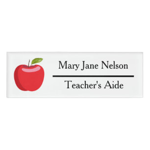 Teacher's Aide Cute Apple Personalized Name Tag