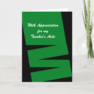 Teacher's Aide Thank You, Green and Black Letterpress Thank You Card