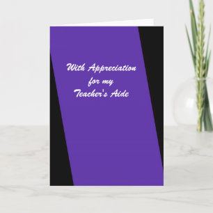 Teacher's Aide Thank You, Purple Thank You Card