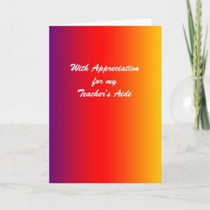 Teacher's Aide Thank You, Red Orange Yellow Letterpress Thank You Card