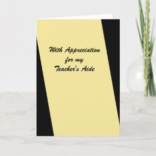 Teacher's Aide Thank You, Tan and Black You Card