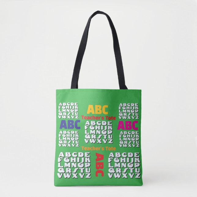Teacher's Alphabet Green   Tote Bag (Front)