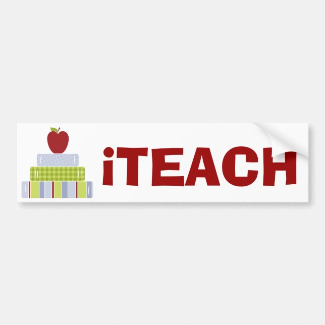 Teacher's Apple and Books Bumper Sticker (Front)