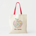 Teachers Apple Book Bag<br><div class="desc">School subjects and symbols create this cute colorful apple. Customize with your own text. Makes a great gift for your favorite teacher. Original Illustration by pj_design. Please check my store for more like this.</div>