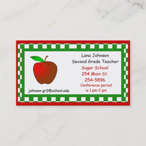 Customizable Teachers Apple Business Card