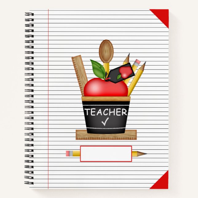 Teacher's Apple Cupcake Large Notebook (Front)