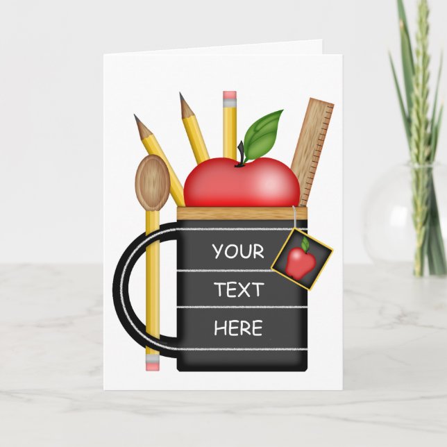 Teacher's Apple Custom Blackboard Mug Card (Front)