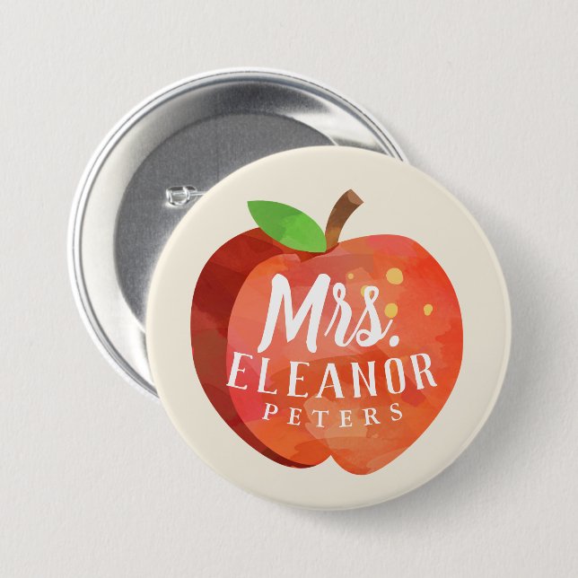 Teacher's Apple Custom Button (Front & Back)