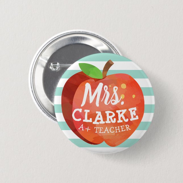 Teacher's Apple | Custom Name Button (Front & Back)
