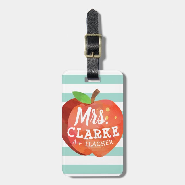 Teacher's Apple | Custom Name Luggage Tag (Front Vertical)