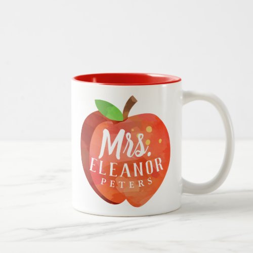 Teachers Apple  Custom Name Personalized Name Two_Tone Coffee Mug