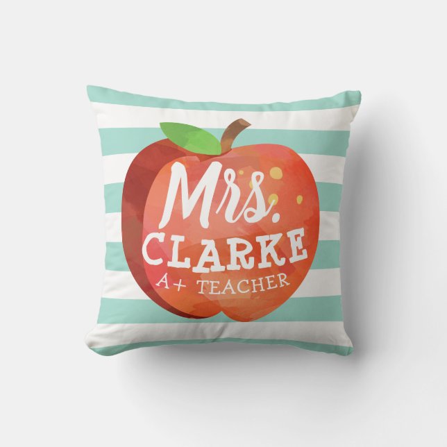 Teacher's Apple | Custom Name Throw Pillow (Front)