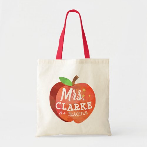 Teachers Apple  Custom Name Tote Bag