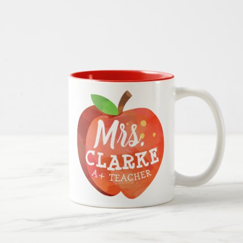 Teachers Apple  Custom Name Two_Tone Coffee Mug